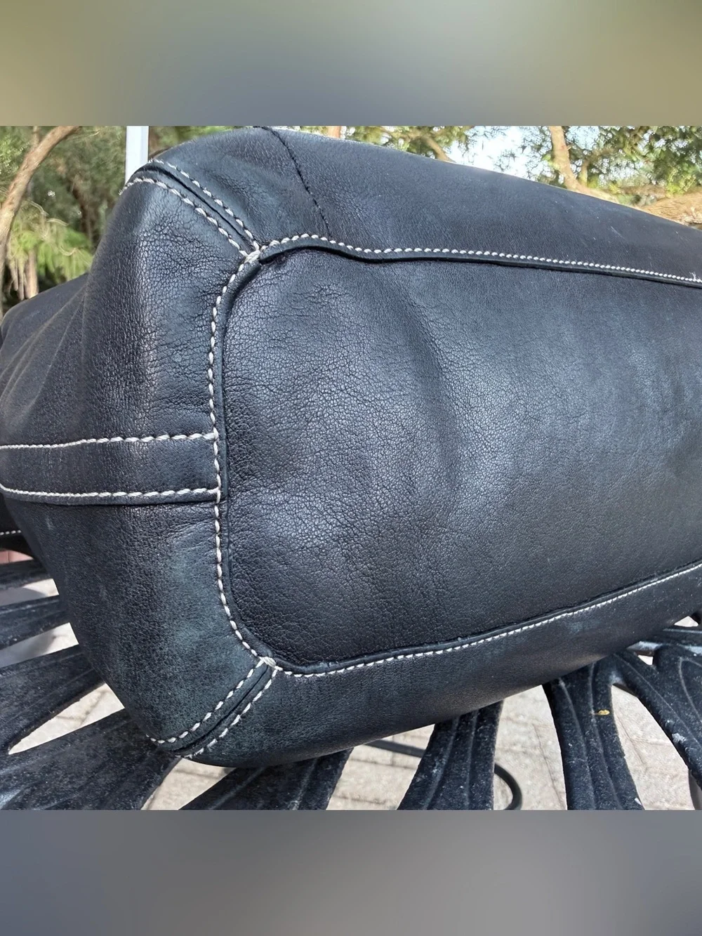 Vintage Coach Black Leather Legacy East West Duffle Hobo Bag 1416